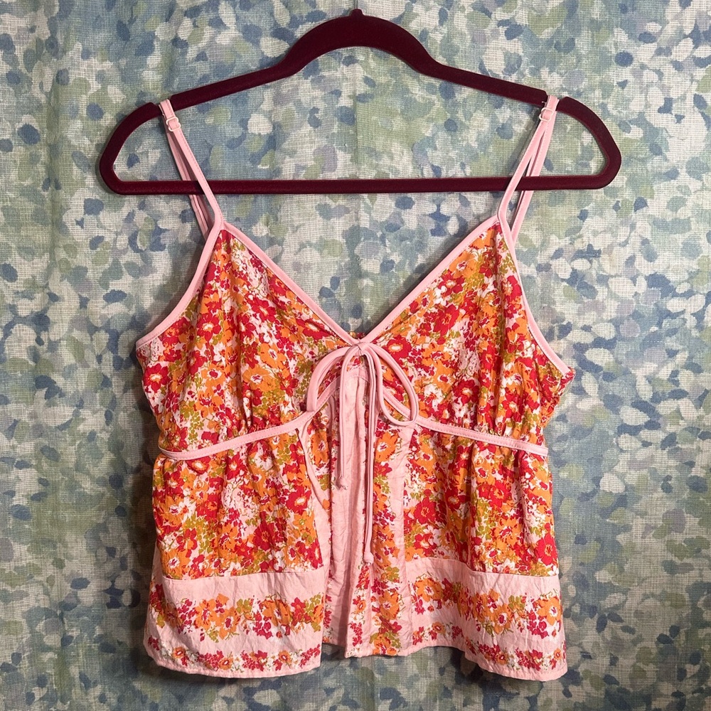 Sienna Sky Floral Print Spaghetti Strap Top XL
